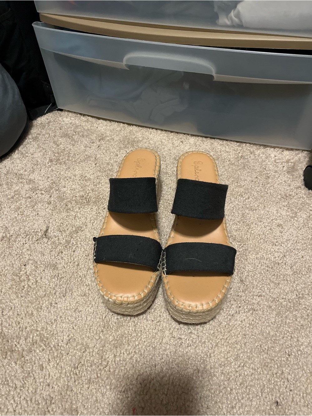 Splendid Black Two-Strap Espadrille Platform Sandals